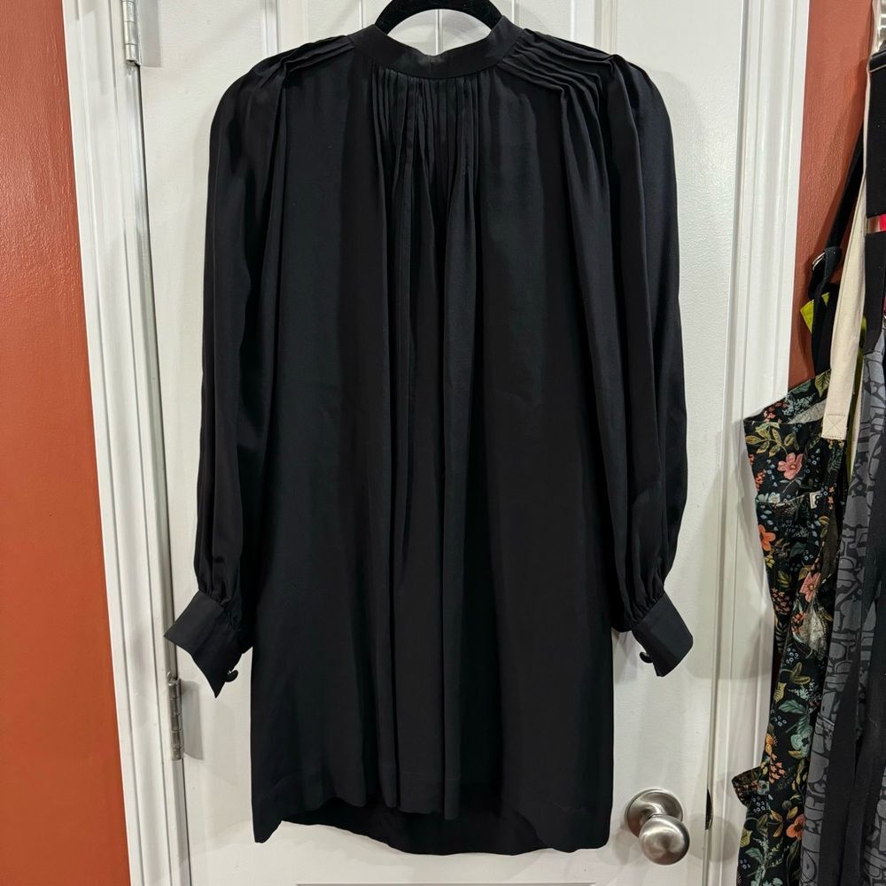 Karen Zambos Vintage Couture 100% Silk Long Sleeve Black Dress Size Small